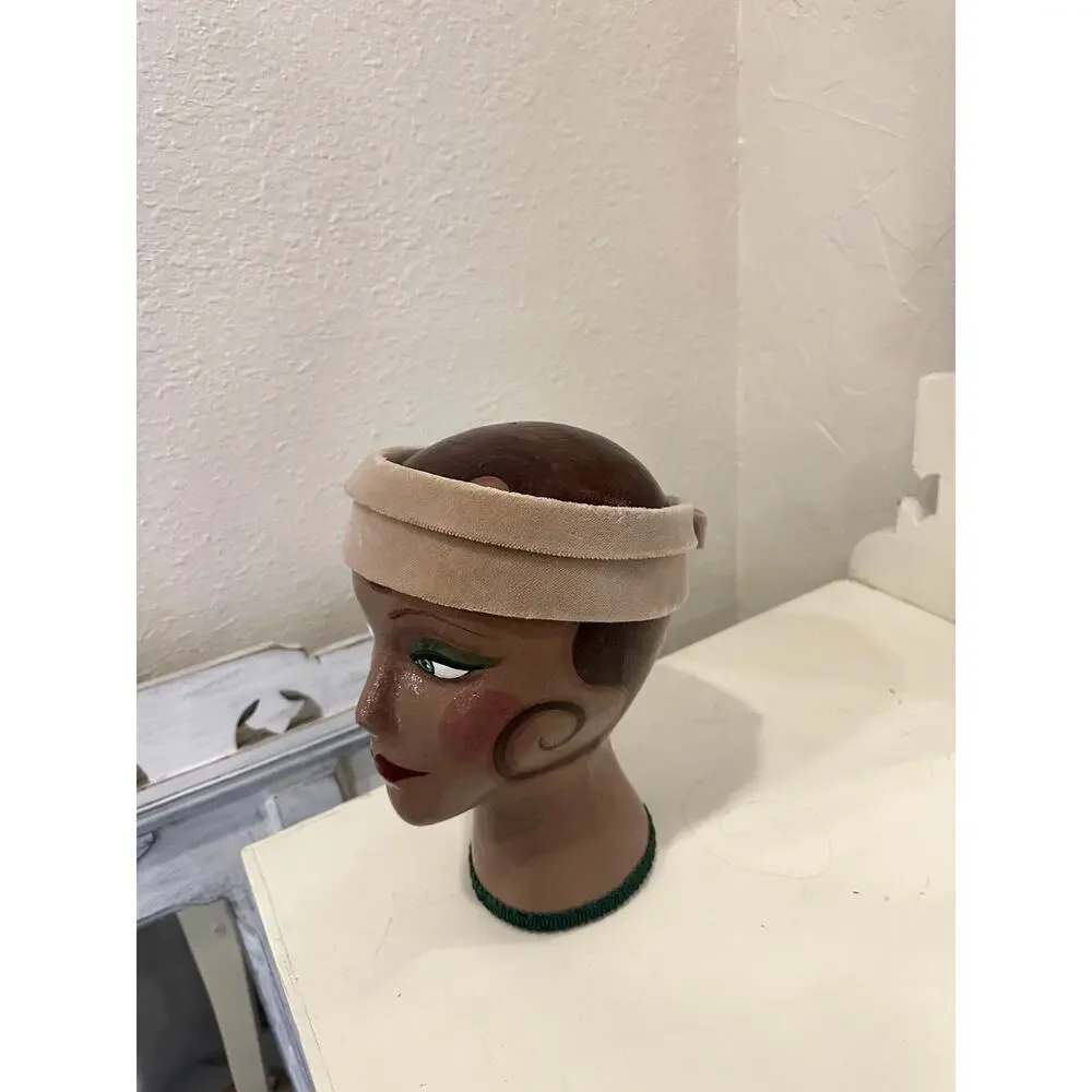 Velvet Nude Beige Headband / Mid-Century Minimalist Hair Accessory